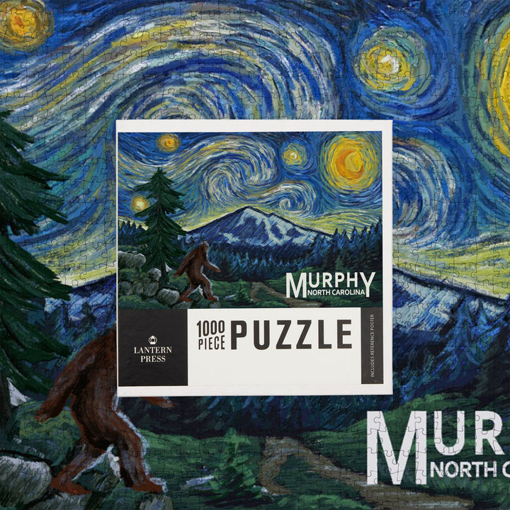 Murphy, North Carolina, Bigfoot, Starry Night, Jigsaw Puzzle Puzzle Lantern Press 