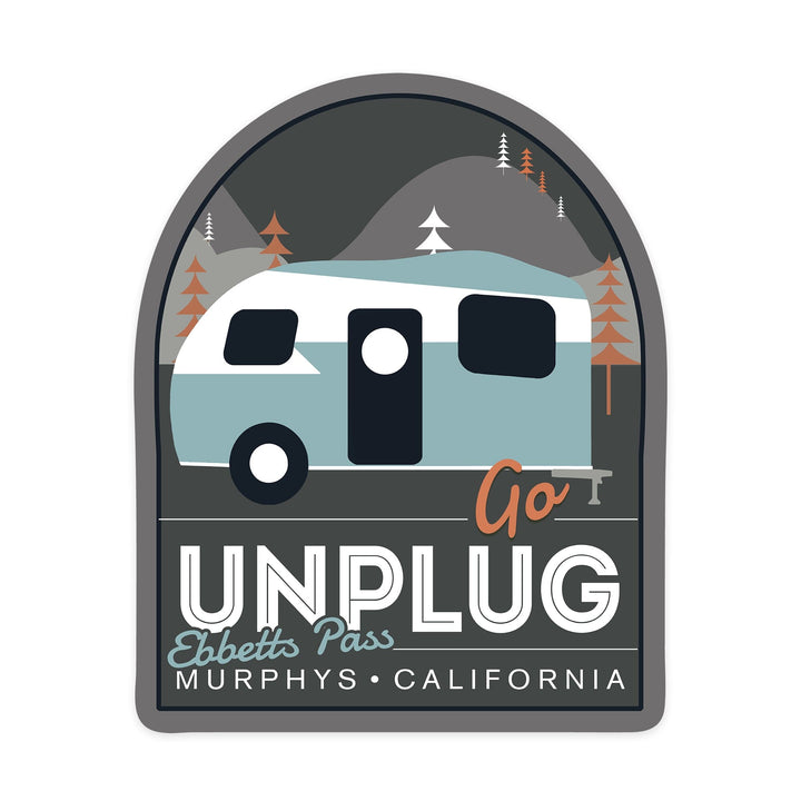 Murphys, California, Go Unplug, Vector, Contour, Vinyl Sticker Sticker Lantern Press 