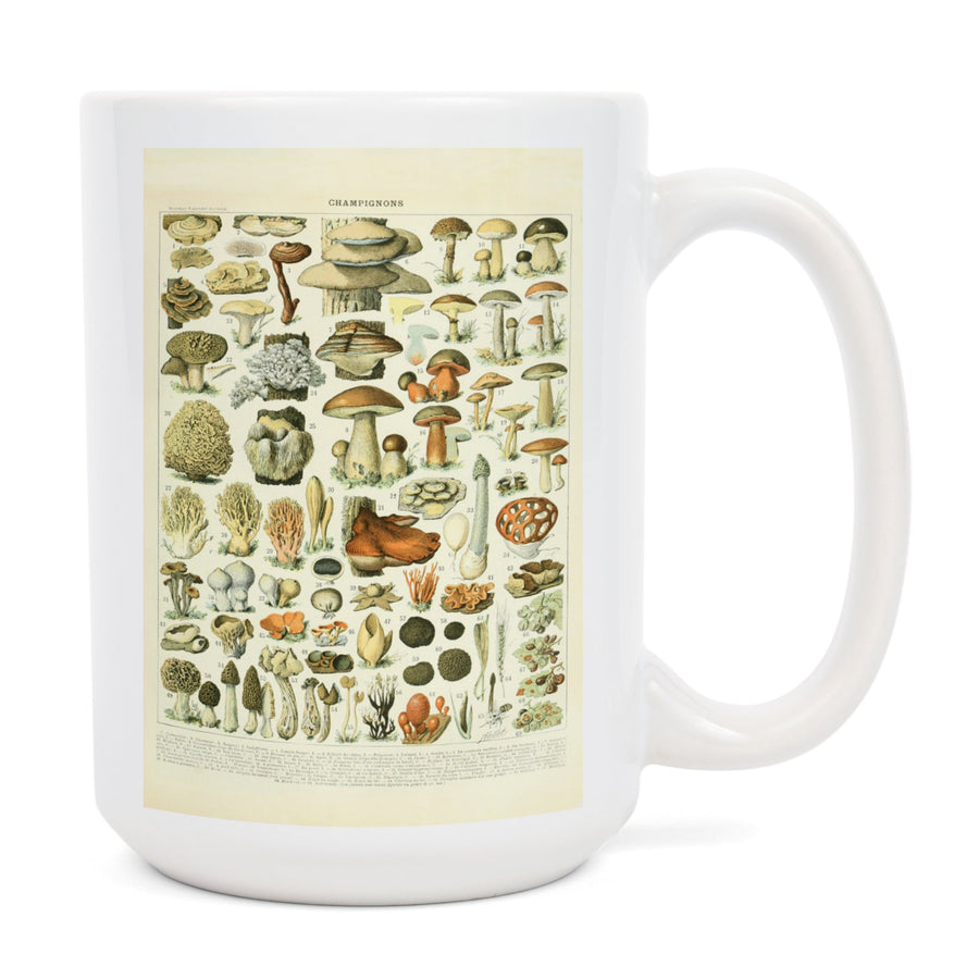 Mushrooms, A, Vintage Bookplate, Adolphe Millot Artwork, Ceramic Mug Mugs Lantern Press 