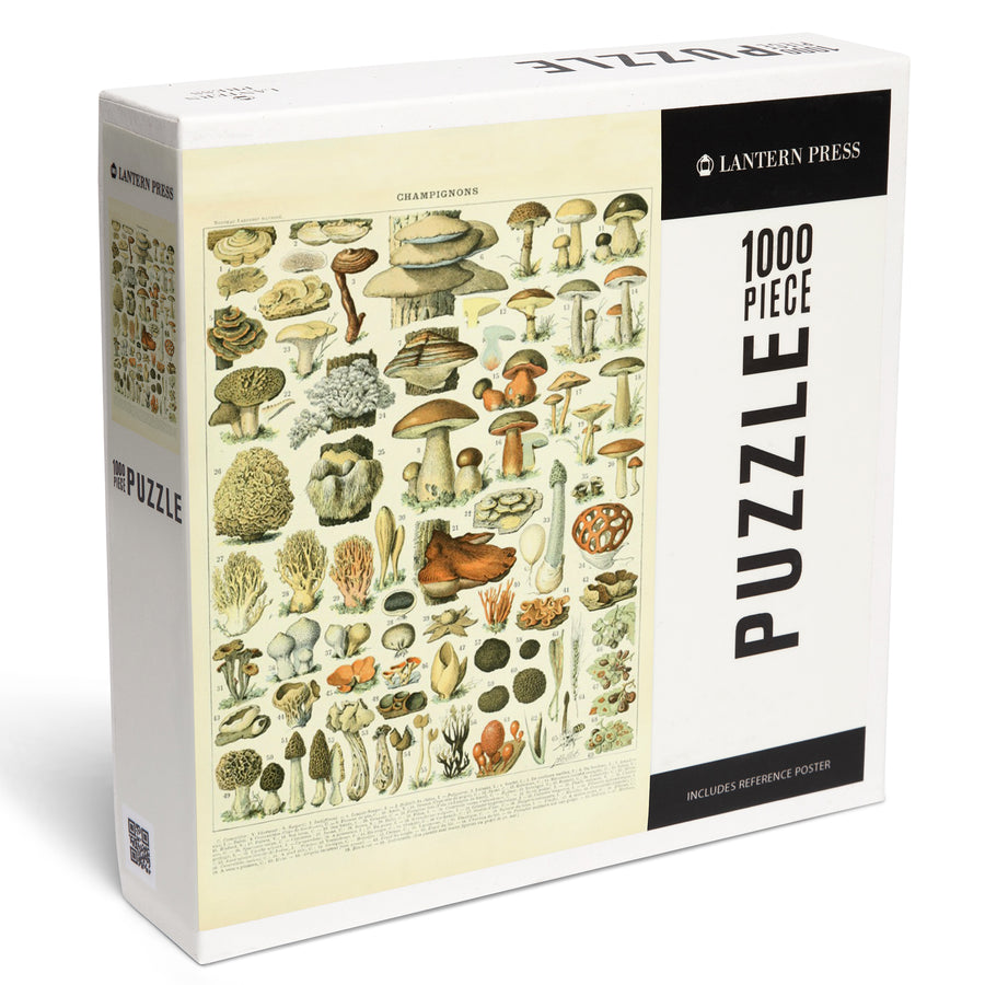 Mushrooms, A, Vintage Bookplate, Adolphe Millot Artwork, Jigsaw Puzzle Puzzle Lantern Press 