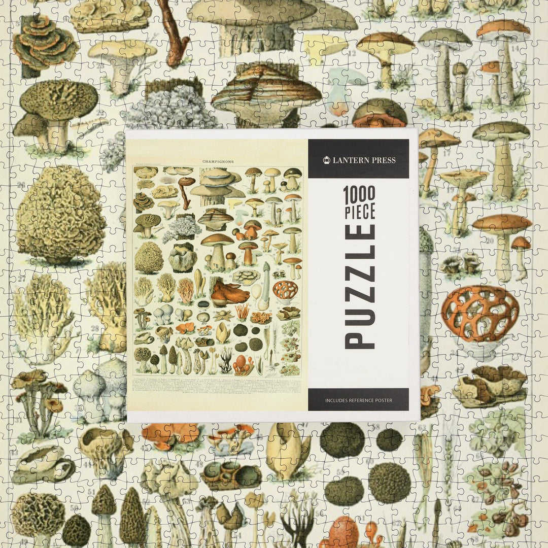 Mushrooms, A, Vintage Bookplate, Adolphe Millot Artwork, Jigsaw Puzzle Puzzle Lantern Press 