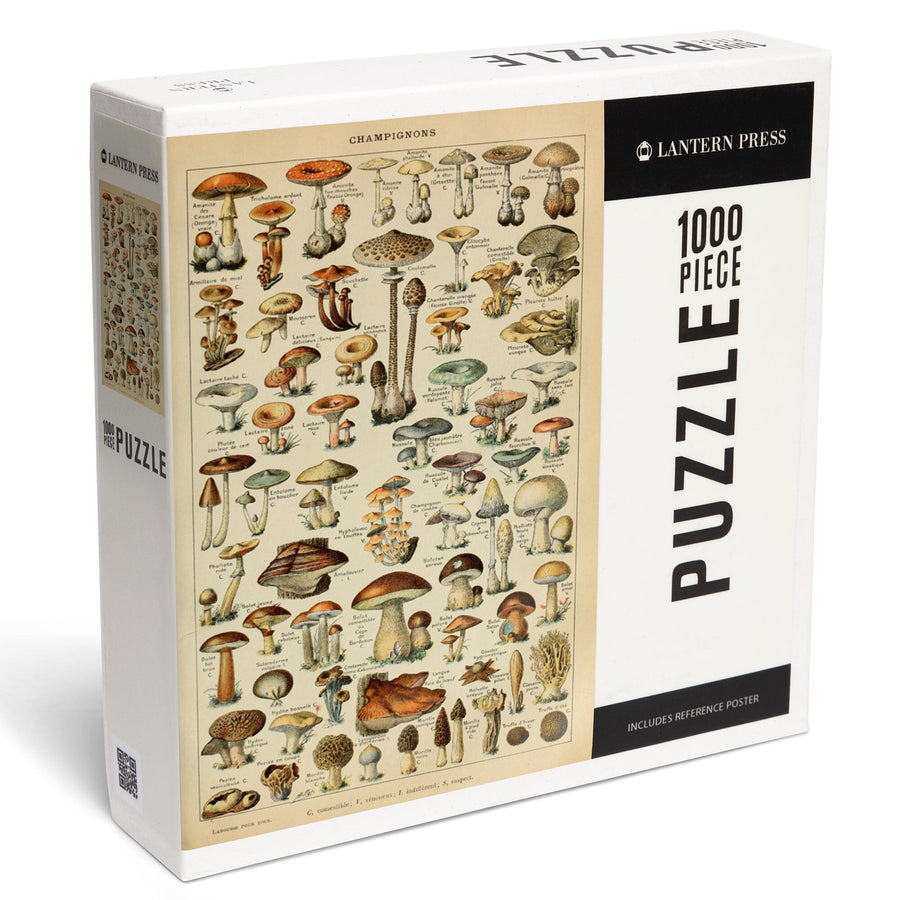 Mushrooms, C, Vintage Bookplate, Adolphe Millot Artwork, Jigsaw Puzzle Puzzle Lantern Press 