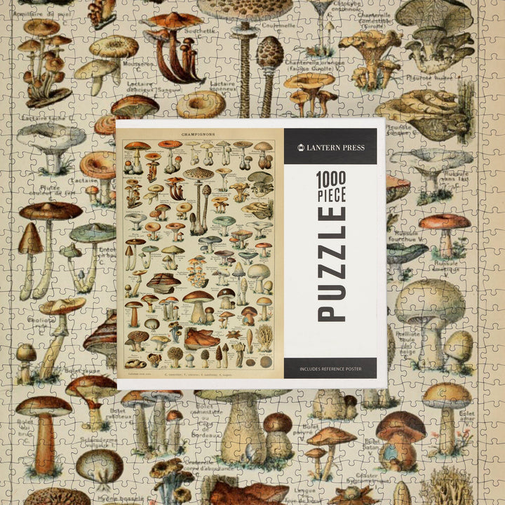 Mushrooms, C, Vintage Bookplate, Adolphe Millot Artwork, Jigsaw Puzzle Puzzle Lantern Press 