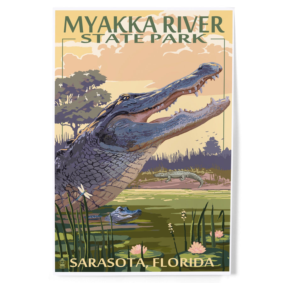 Myakka River State Park Sarasota, Florida, Alligator Scene, Art & Giclee Prints Art Lantern Press 