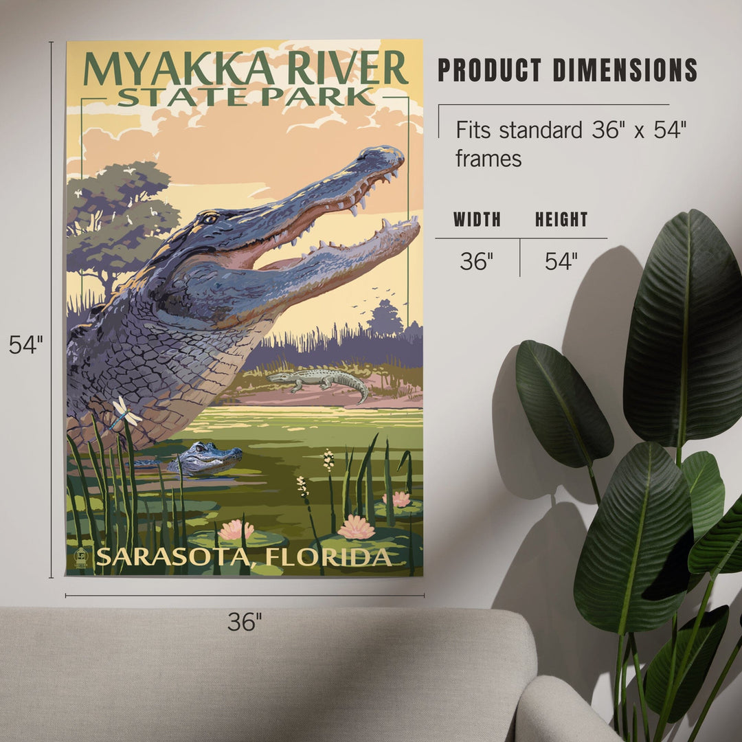 Myakka River State Park Sarasota, Florida, Alligator Scene, Art & Giclee Prints Art Lantern Press 