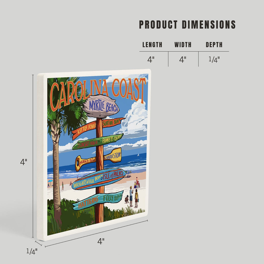 Myrtle Beach, South Carolina, Destinations Sign, Coasters Coasters Lantern Press 