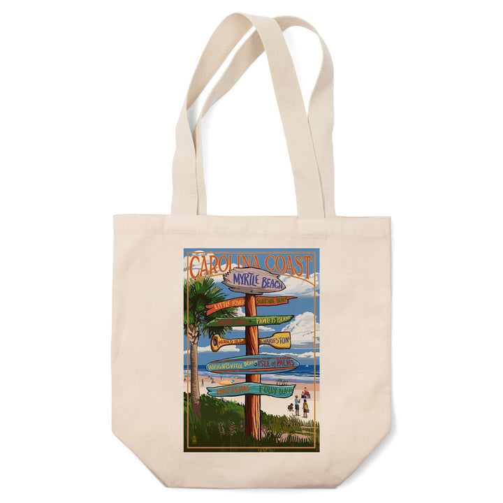 Myrtle Beach, South Carolina, Destinations Sign, Lantern Press Artwork, Tote Bag Totes Lantern Press 