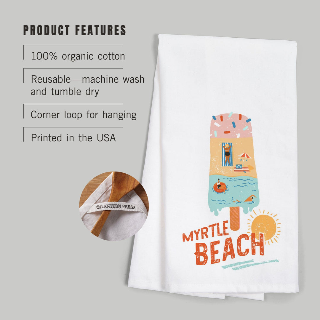 Myrtle Beach, South Carolina, Ice Cream, Organic Cotton Kitchen Tea Towels Kitchen Lantern Press 
