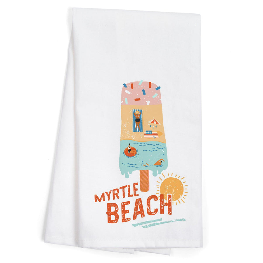 Myrtle Beach, South Carolina, Ice Cream, Organic Cotton Kitchen Tea Towels Kitchen Lantern Press 