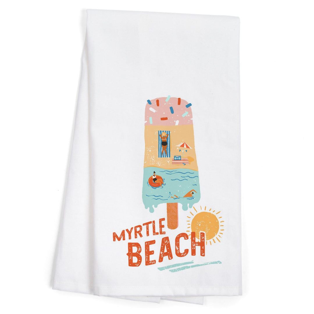 Myrtle Beach, South Carolina, Ice Cream, Organic Cotton Kitchen Tea Towels Kitchen Lantern Press 