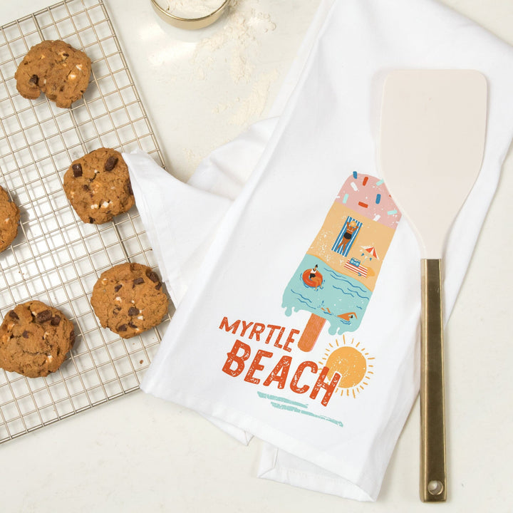 Myrtle Beach, South Carolina, Ice Cream, Organic Cotton Kitchen Tea Towels Kitchen Lantern Press 