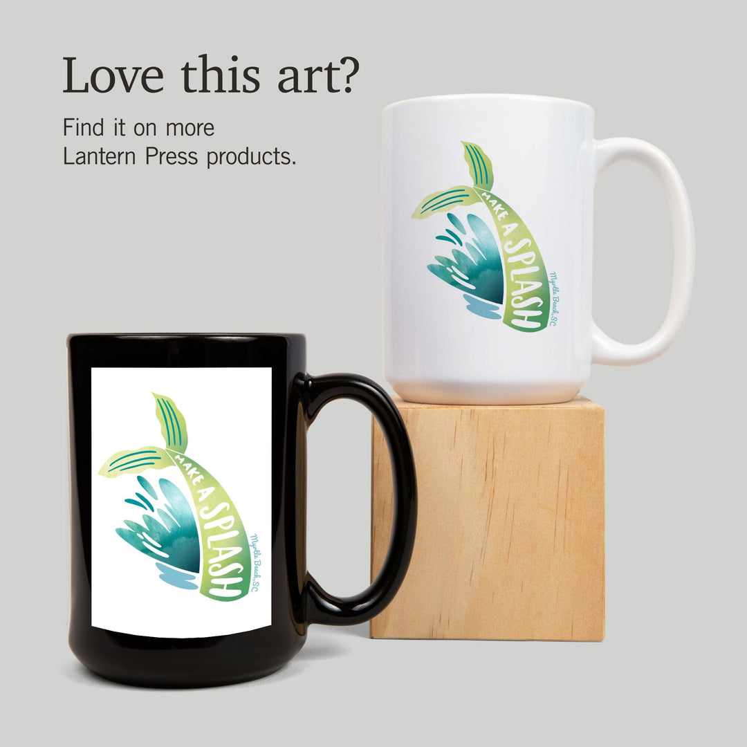 Myrtle Beach, South Carolina, Mer-Mazing Collection, Make a Splash, Contour, Lantern Press Artwork, Ceramic Mug Mugs Lantern Press 