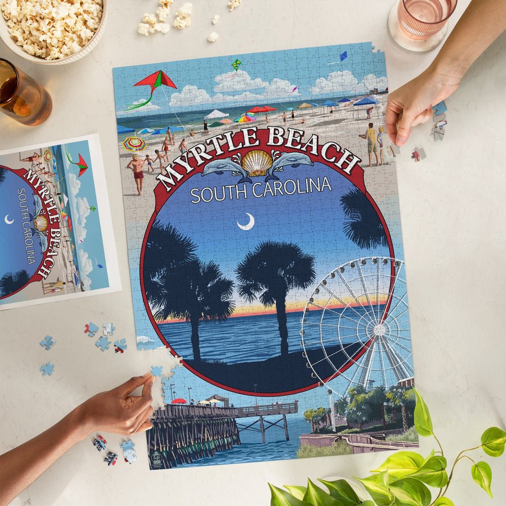 Myrtle Beach, South Carolina, Montage, Jigsaw Puzzle Puzzle Lantern Press 