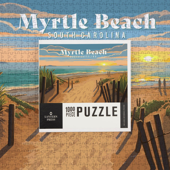 Myrtle Beach, South Carolina, Painterly, Sand Soul Sun, Beach Path, Jigsaw Puzzle Puzzle Lantern Press 