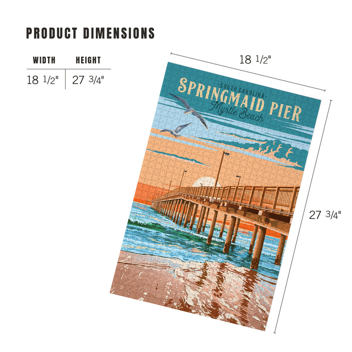 Myrtle Beach, South Carolina, Painterly, Springmaid Pier, Jigsaw Puzzle Puzzle Lantern Press 