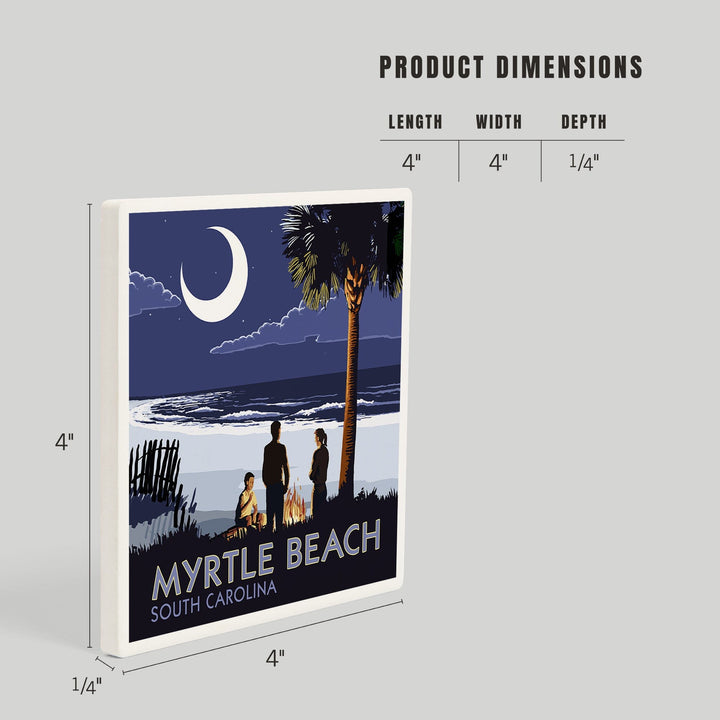 Myrtle Beach, South Carolina, Palmetto Moon and Bonfire, Coasters Coasters Lantern Press 