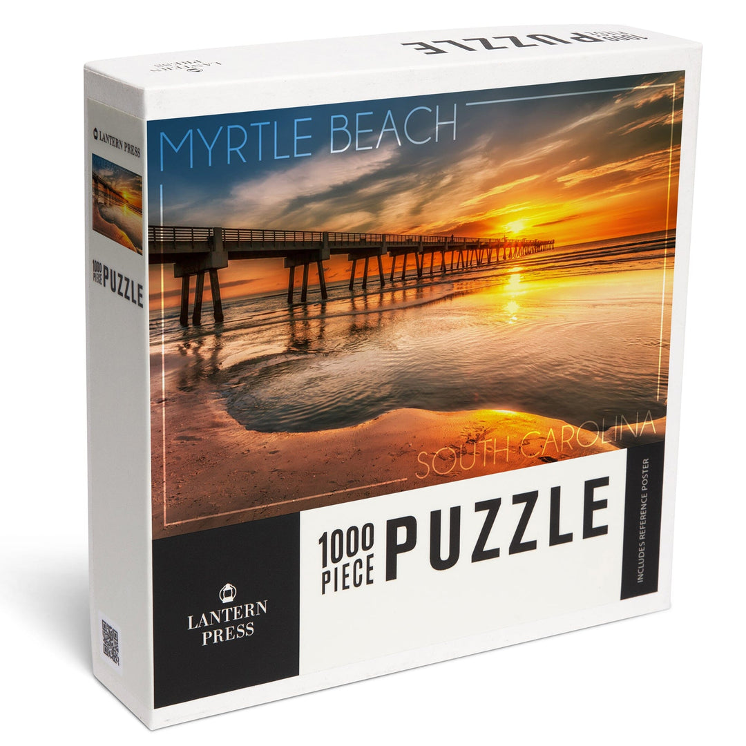 Myrtle Beach, South Carolina, Pier and Sunset, Jigsaw Puzzle Puzzle Lantern Press 