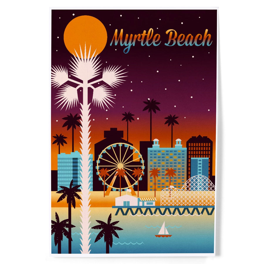 Myrtle Beach, South Carolina, Retro Skyline Chromatic Series, Art & Giclee Prints Art Lantern Press 