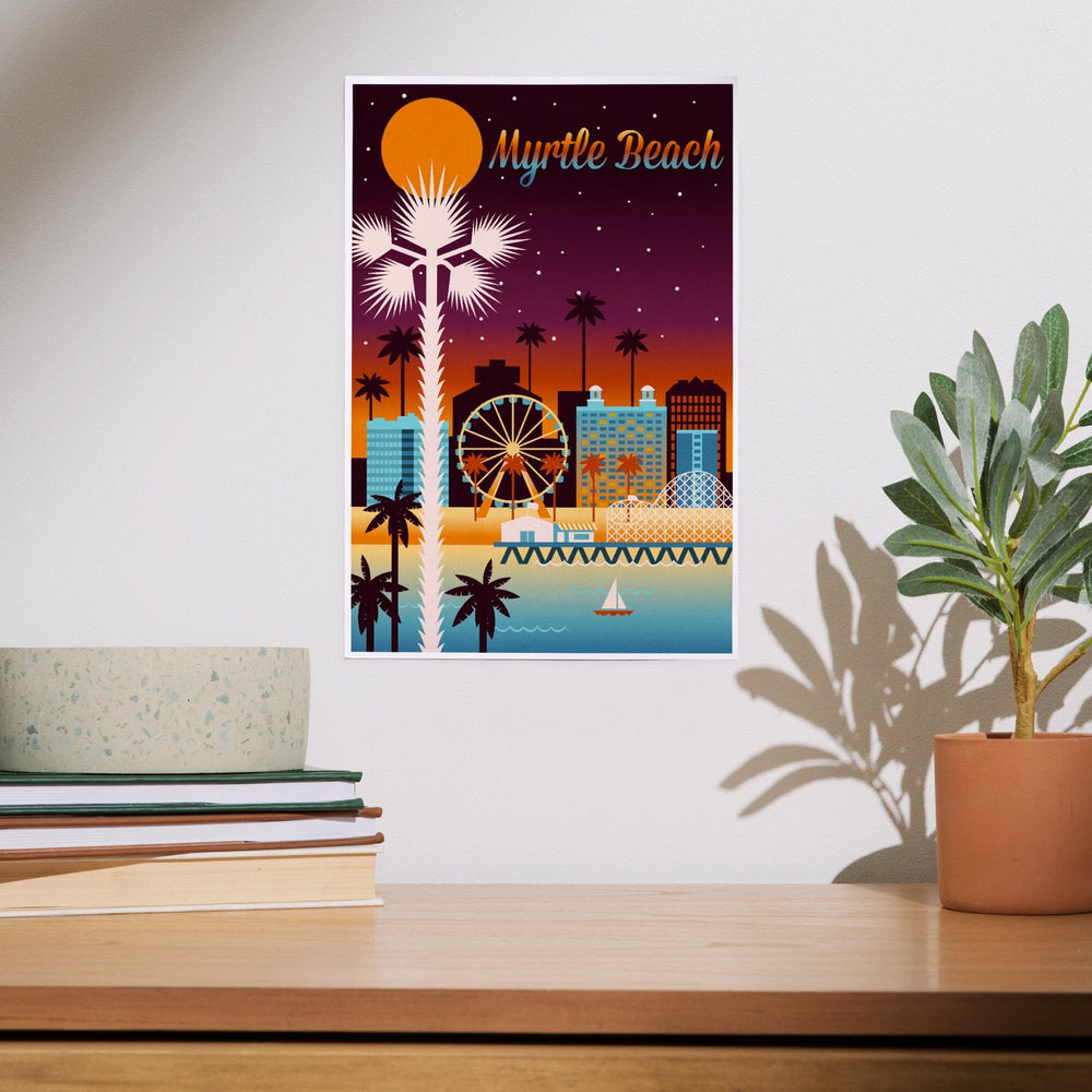 Myrtle Beach, South Carolina, Retro Skyline Chromatic Series, Art & Giclee Prints Art Lantern Press 