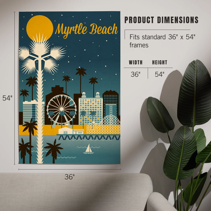 Myrtle Beach, South Carolina, Retro Skyline Classic Series, Art & Giclee Prints Art Lantern Press 