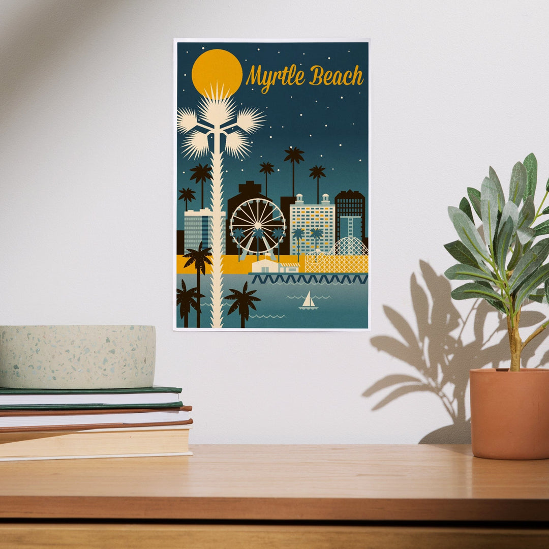 Myrtle Beach, South Carolina, Retro Skyline Classic Series, Art & Giclee Prints Art Lantern Press 