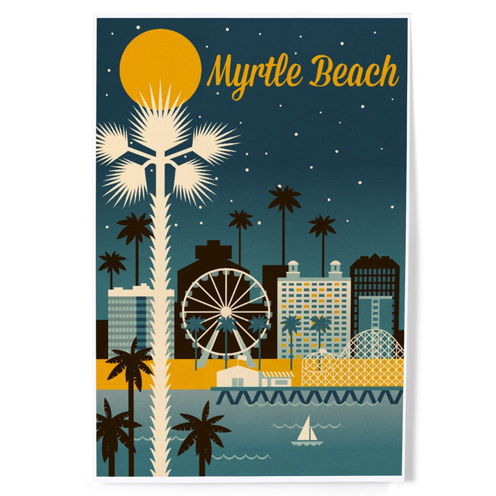 Myrtle Beach, South Carolina, Retro Skyline Classic Series, Art & Giclee Prints Art Lantern Press 