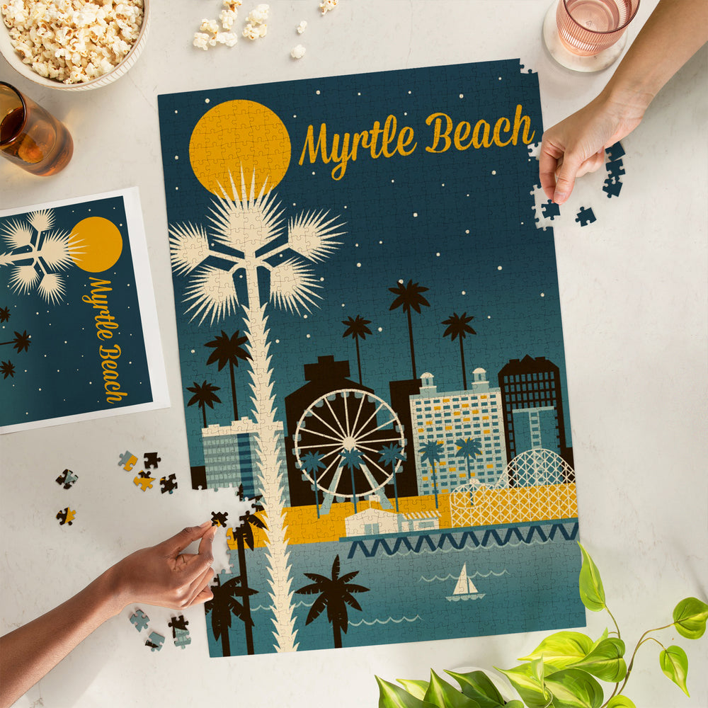 Myrtle Beach, South Carolina, Retro Skyline Classic Series, Jigsaw Puzzle Puzzle Lantern Press 