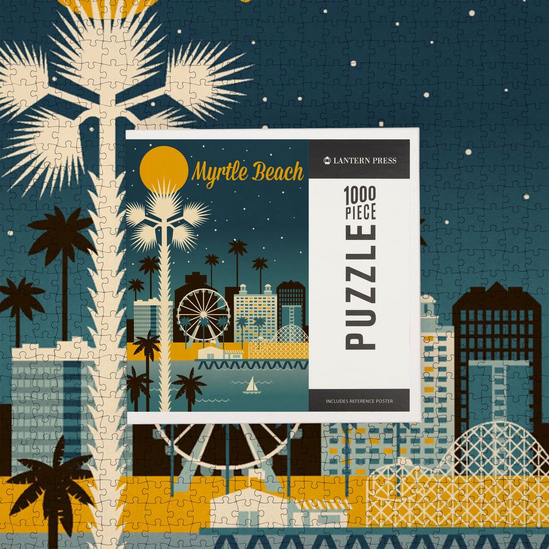 Myrtle Beach, South Carolina, Retro Skyline Classic Series, Jigsaw Puzzle Puzzle Lantern Press 