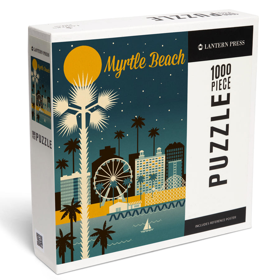 Myrtle Beach, South Carolina, Retro Skyline Classic Series, Jigsaw Puzzle Puzzle Lantern Press 