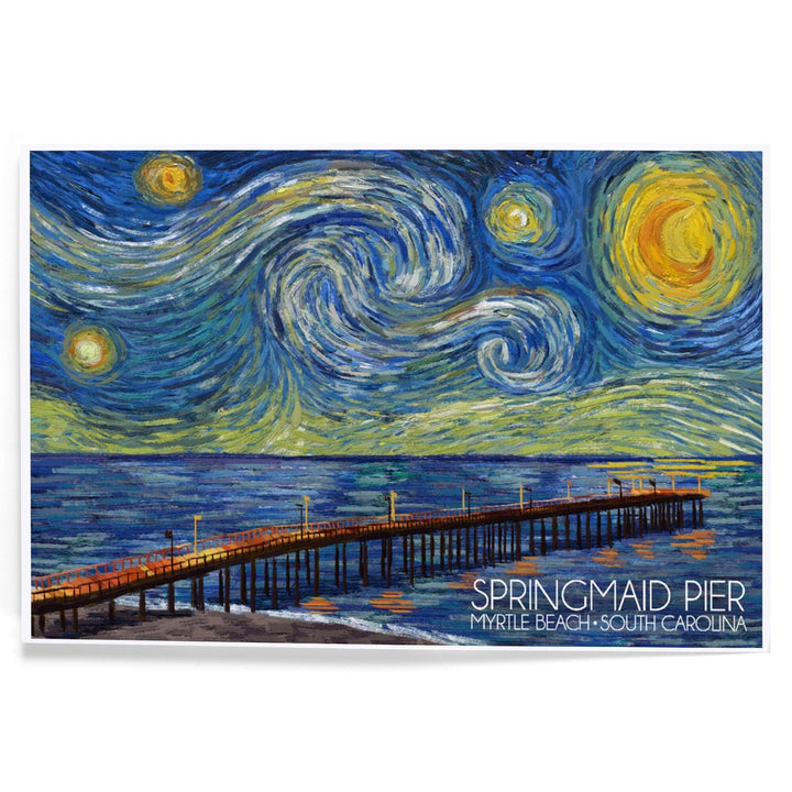 Myrtle Beach, South Carolina, Springmaid Pier, Starry Night, Art & Giclee Prints Art Lantern Press 