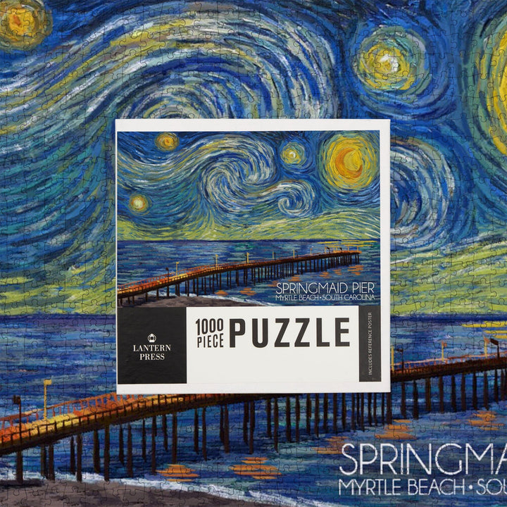 Myrtle Beach, South Carolina, Springmaid Pier, Starry Night, Jigsaw Puzzle Puzzle Lantern Press 