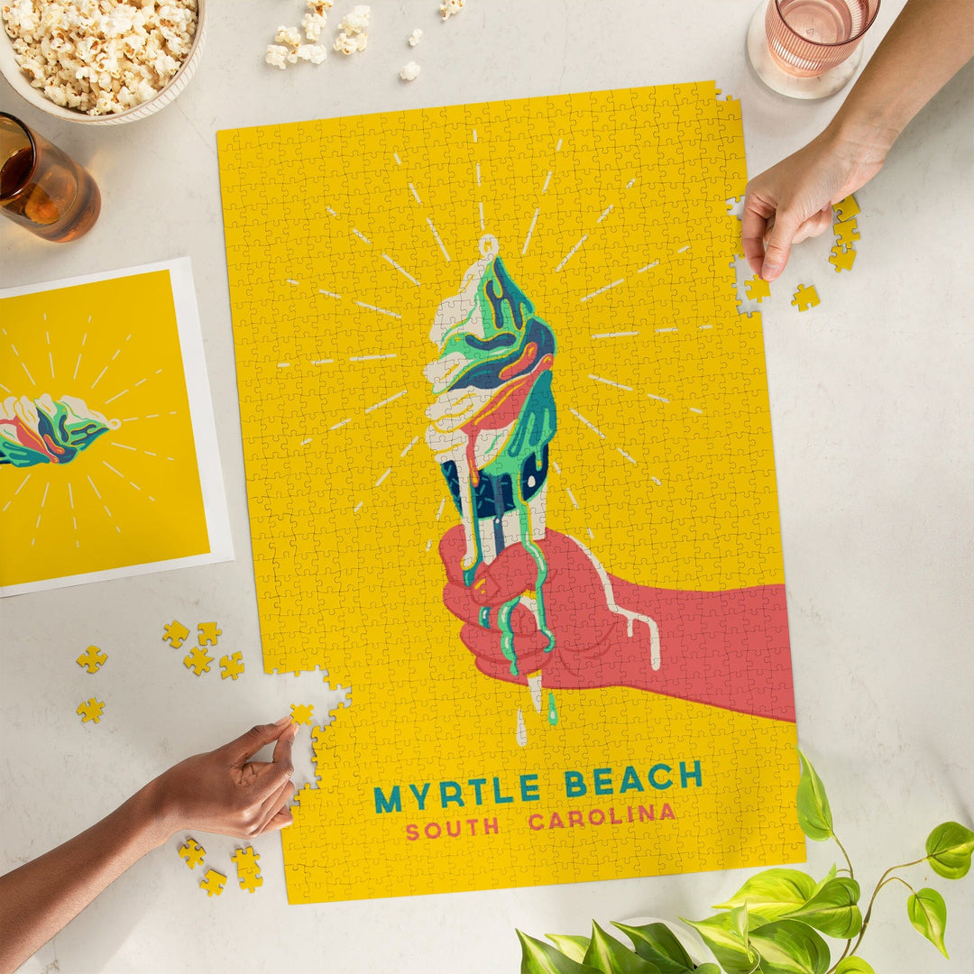 Myrtle Beach, South Carolina, Sweet Relief Collection, Melting Ice Cream Cone, Jigsaw Puzzle Puzzle Lantern Press 