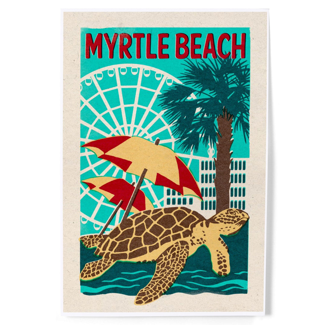 Myrtle Beach, South Carolina, Woodblock, Art & Giclee Prints Art Lantern Press 