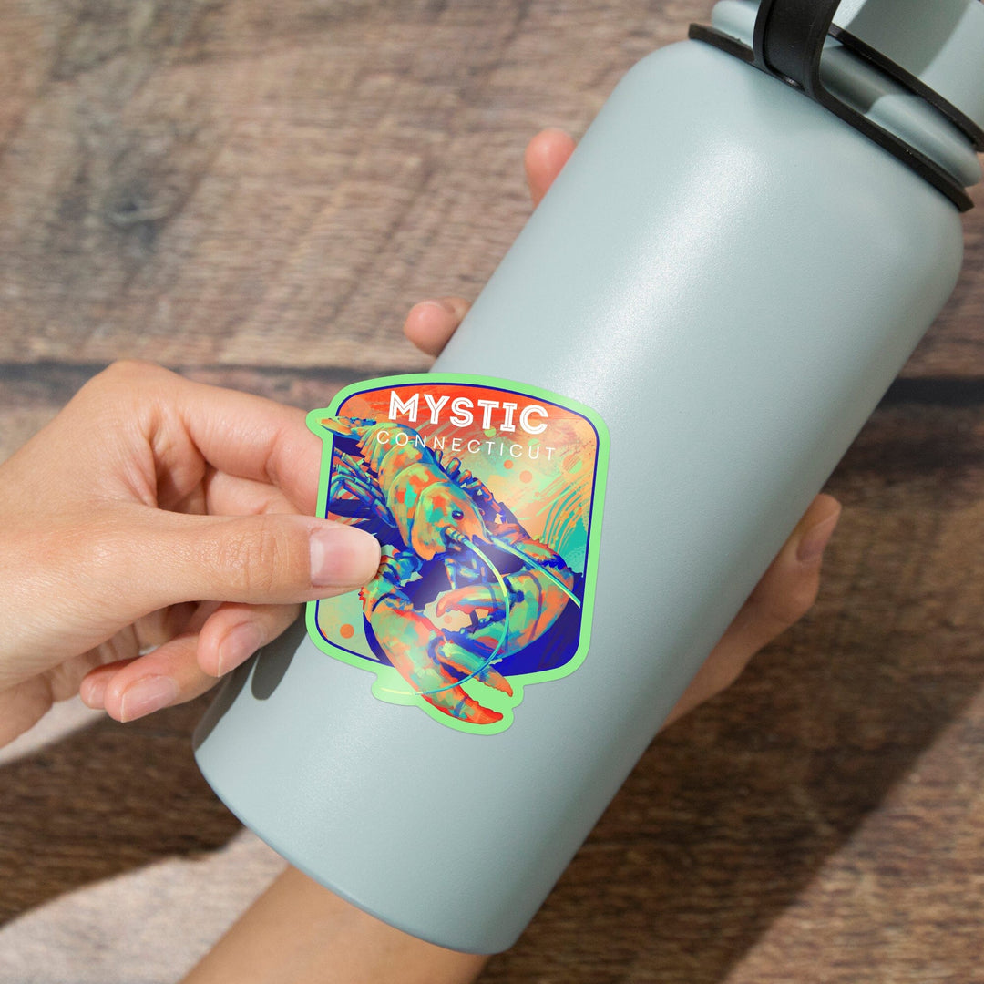 Mystic, Connecticut, Lobster, Vivid Series, Contour, Vinyl Sticker Sticker Lantern Press 