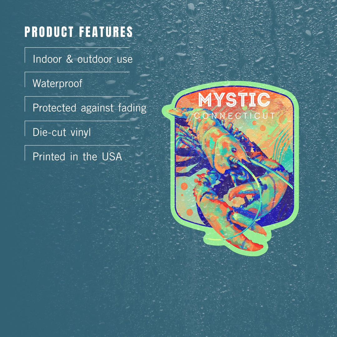 Mystic, Connecticut, Lobster, Vivid Series, Contour, Vinyl Sticker Sticker Lantern Press 