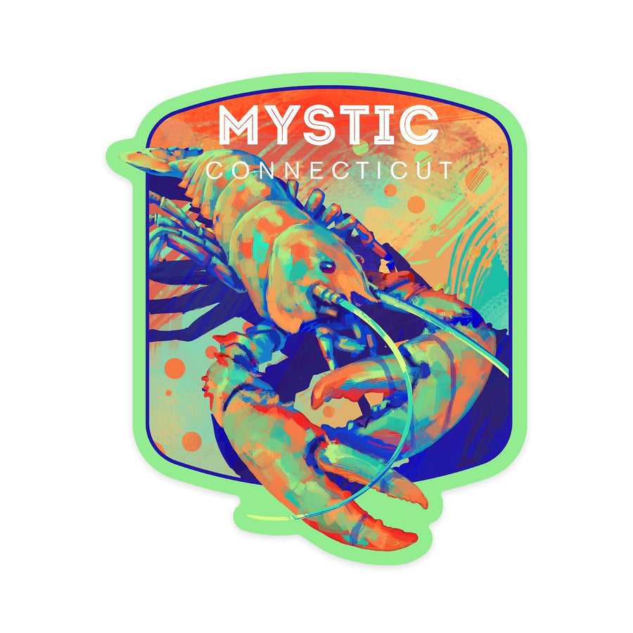 Mystic, Connecticut, Lobster, Vivid Series, Contour, Vinyl Sticker Sticker Lantern Press 