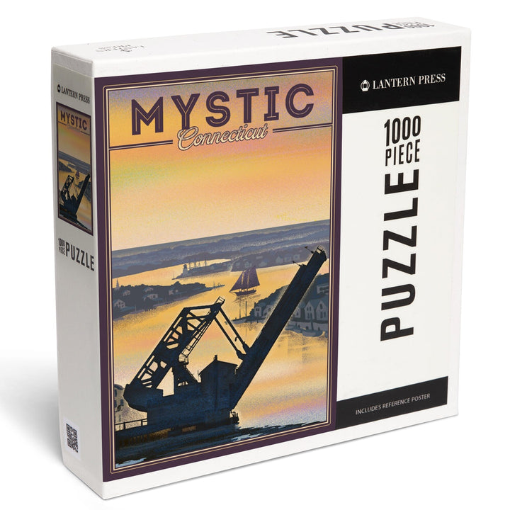 Mystic, Connecticut, River, Lithograph, Jigsaw Puzzle Puzzle Lantern Press 