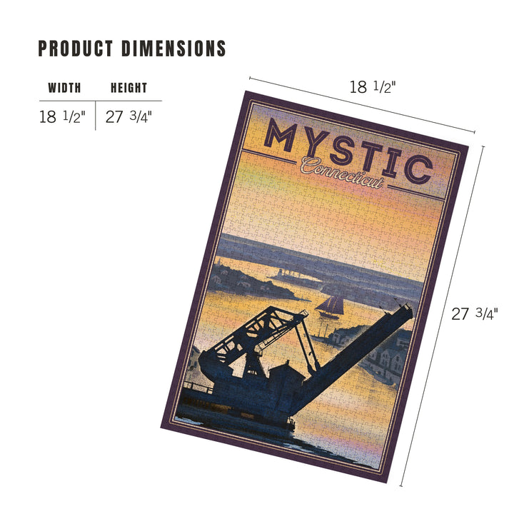 Mystic, Connecticut, River, Lithograph, Jigsaw Puzzle Puzzle Lantern Press 