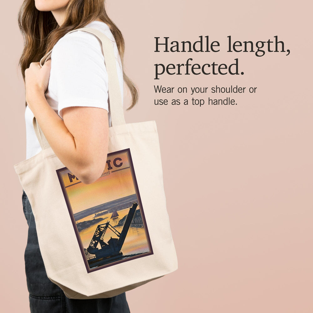 Mystic, Connecticut, River, Lithograph, Tote Bag Totes Lantern Press 