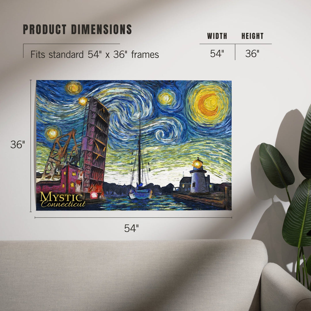 Mystic, Connecticut, Starry Night, Art & Giclee Prints Art Lantern Press 