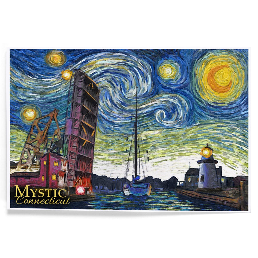 Mystic, Connecticut, Starry Night, Art & Giclee Prints Art Lantern Press 