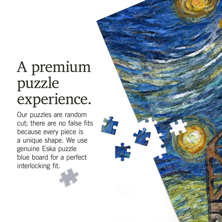 Mystic, Connecticut, Starry Night, Jigsaw Puzzle Puzzle Lantern Press 