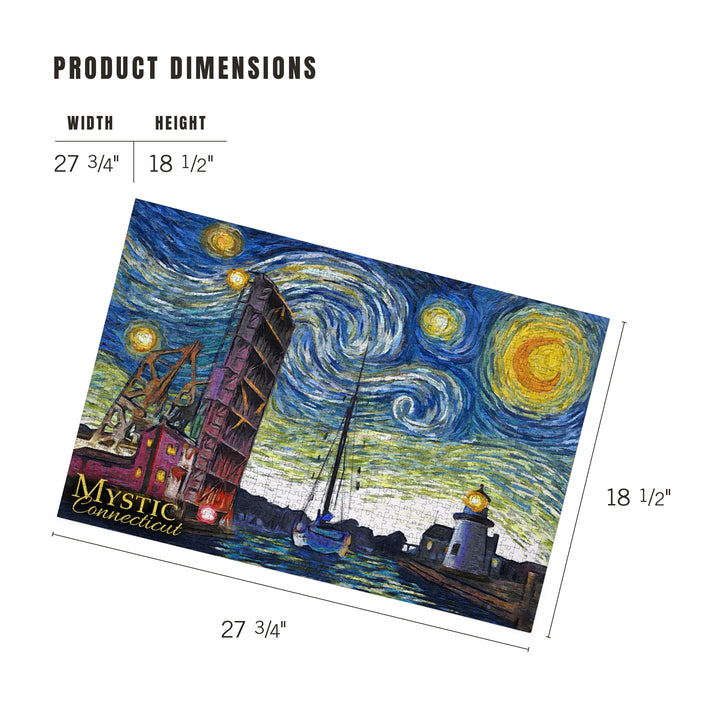 Mystic, Connecticut, Starry Night, Jigsaw Puzzle Puzzle Lantern Press 