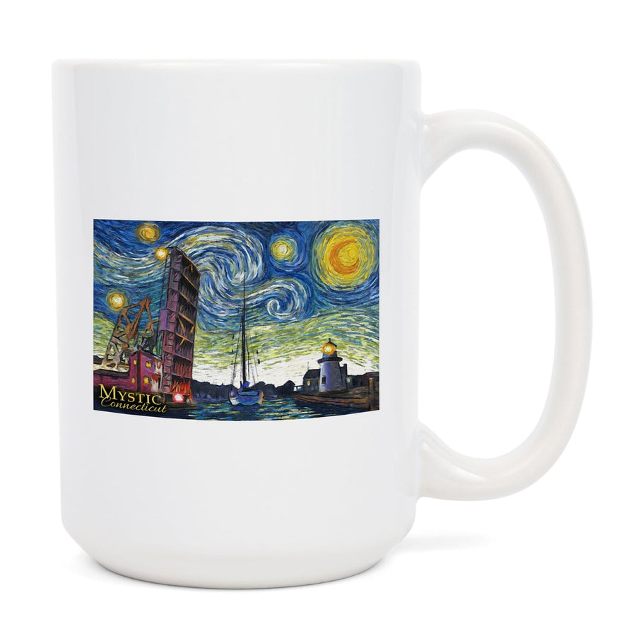 Mystic, Connecticut, Starry Night, Lantern Press Artwork, Ceramic Mug Mugs Lantern Press 