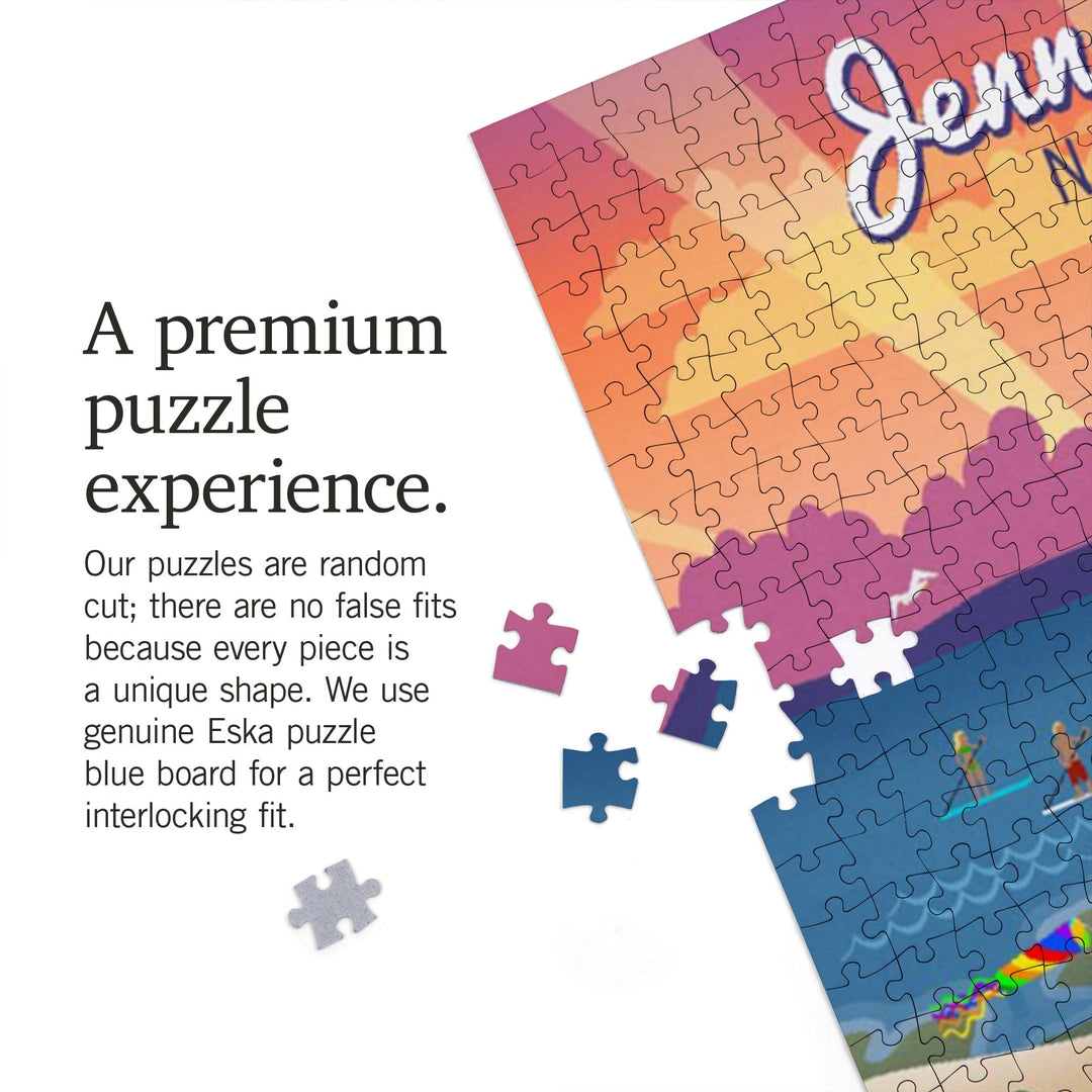Nags Head, North Carolina, Jennette's Pier, Retro, Jigsaw Puzzle Puzzle Lantern Press 