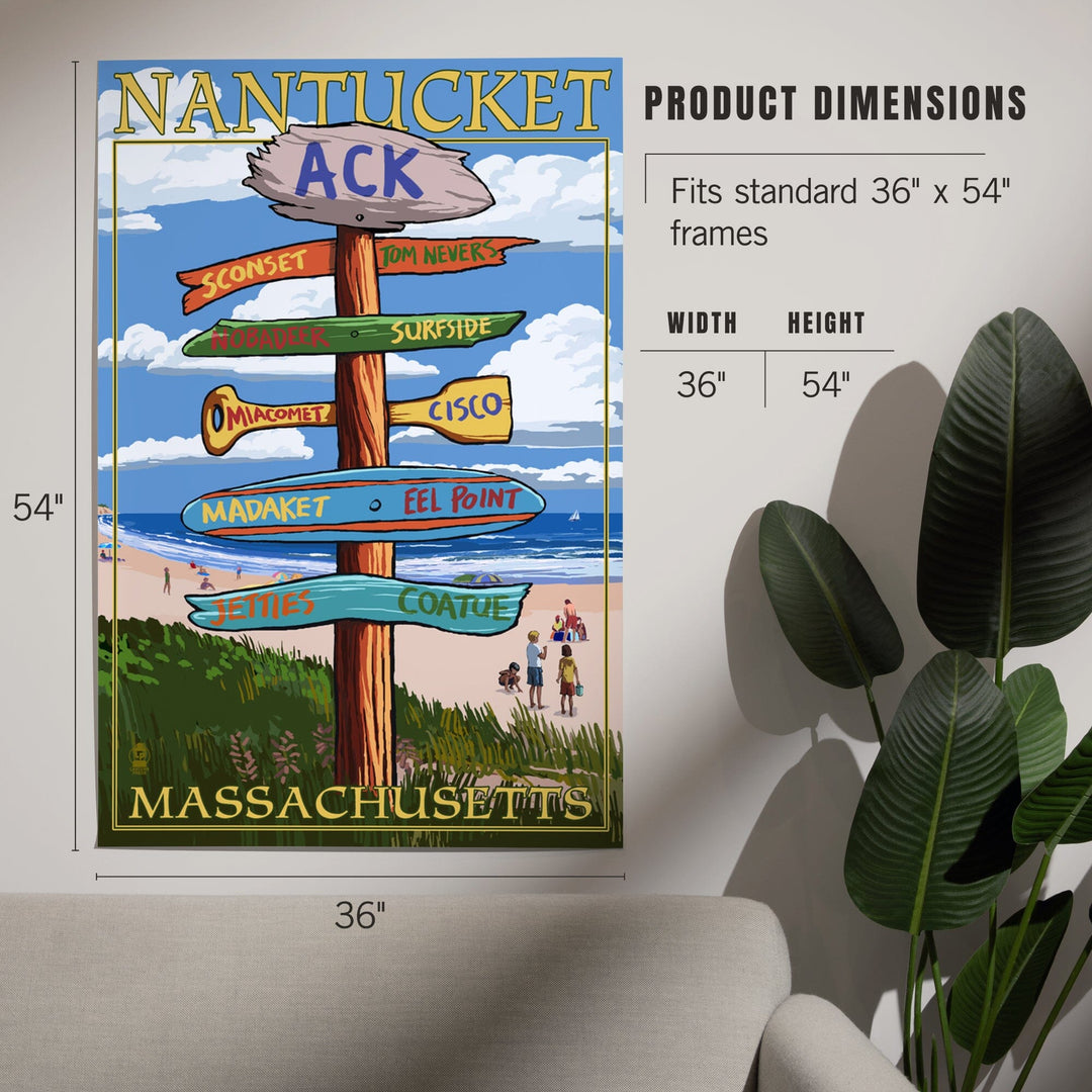 Nantucket, Massachusetts, Destinations Sign, Art & Giclee Prints Art Lantern Press 