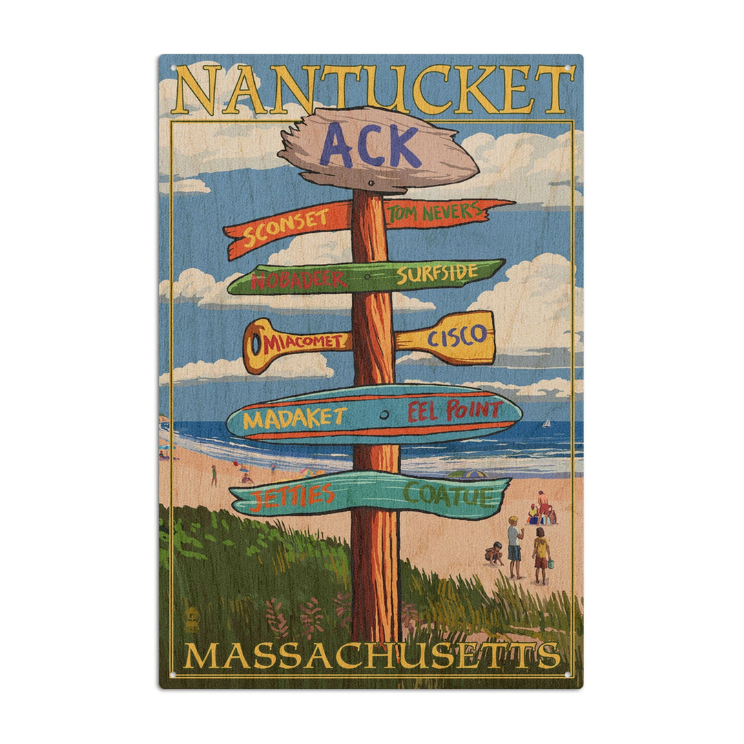 Nantucket, Massachusetts, Destinations Sign, Lantern Press Artwork, Wood Signs and Postcards Wood Lantern Press 10 x 15 Wood Sign 