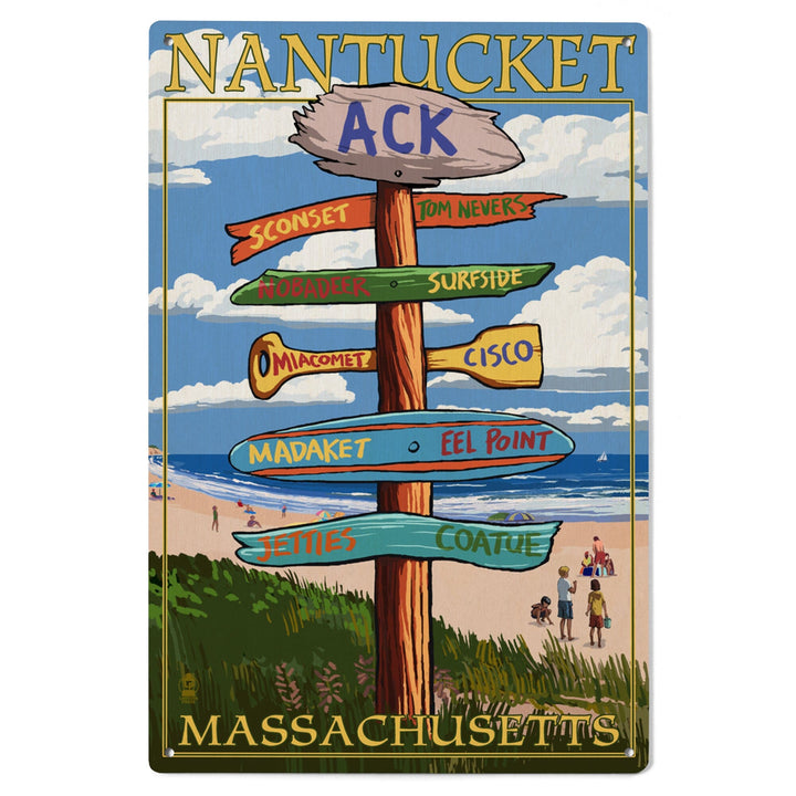 Nantucket, Massachusetts, Destinations Sign, Lantern Press Artwork, Wood Signs and Postcards Wood Lantern Press 