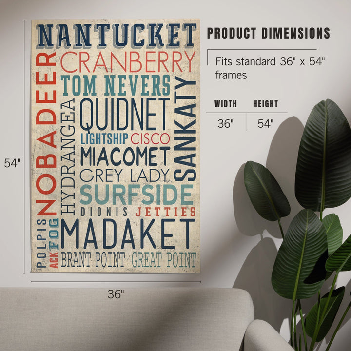 Nantucket, Massachusetts, Typography, Art & Giclee Prints Art Lantern Press 