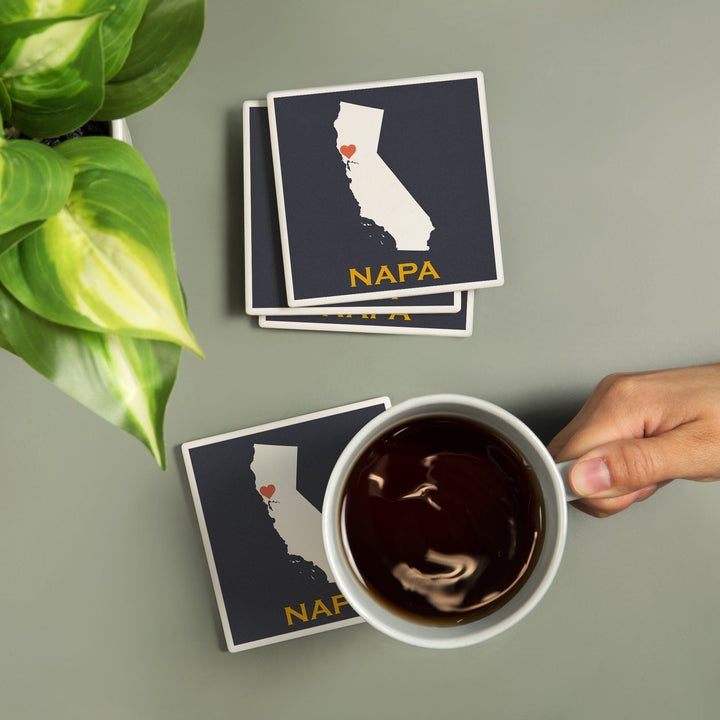 Napa, California, Home State, White on Gray Outline, Coasters Coasters Lantern Press 